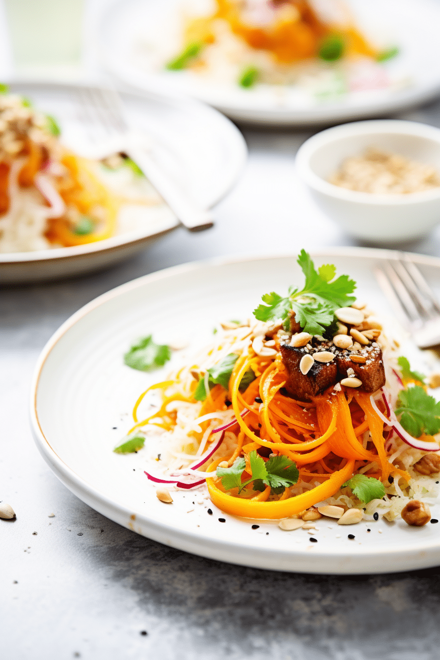 Preparing Vegan Keto Spaghetti Squash Pad Thai