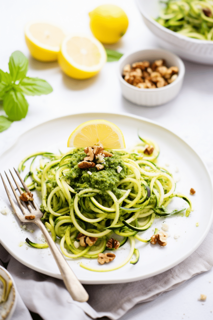 Vegan Keto Zucchini Noodles with Walnut Pesto_001