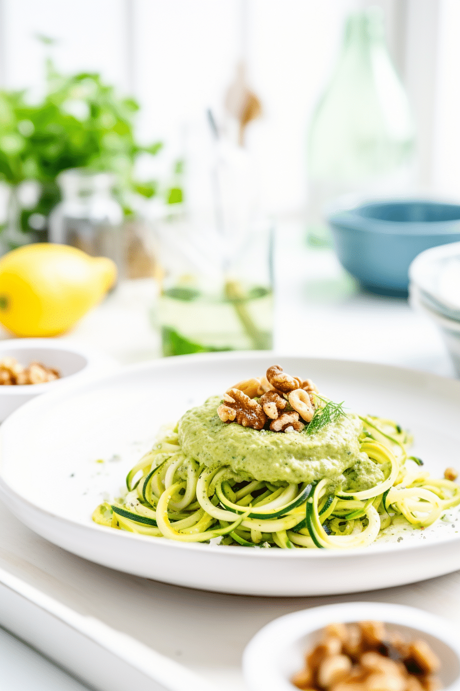 Vegan Keto Zucchini Noodles Ready to Serve