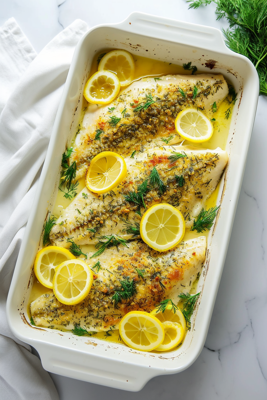 Keto Lemon-Herb Baked Flounder