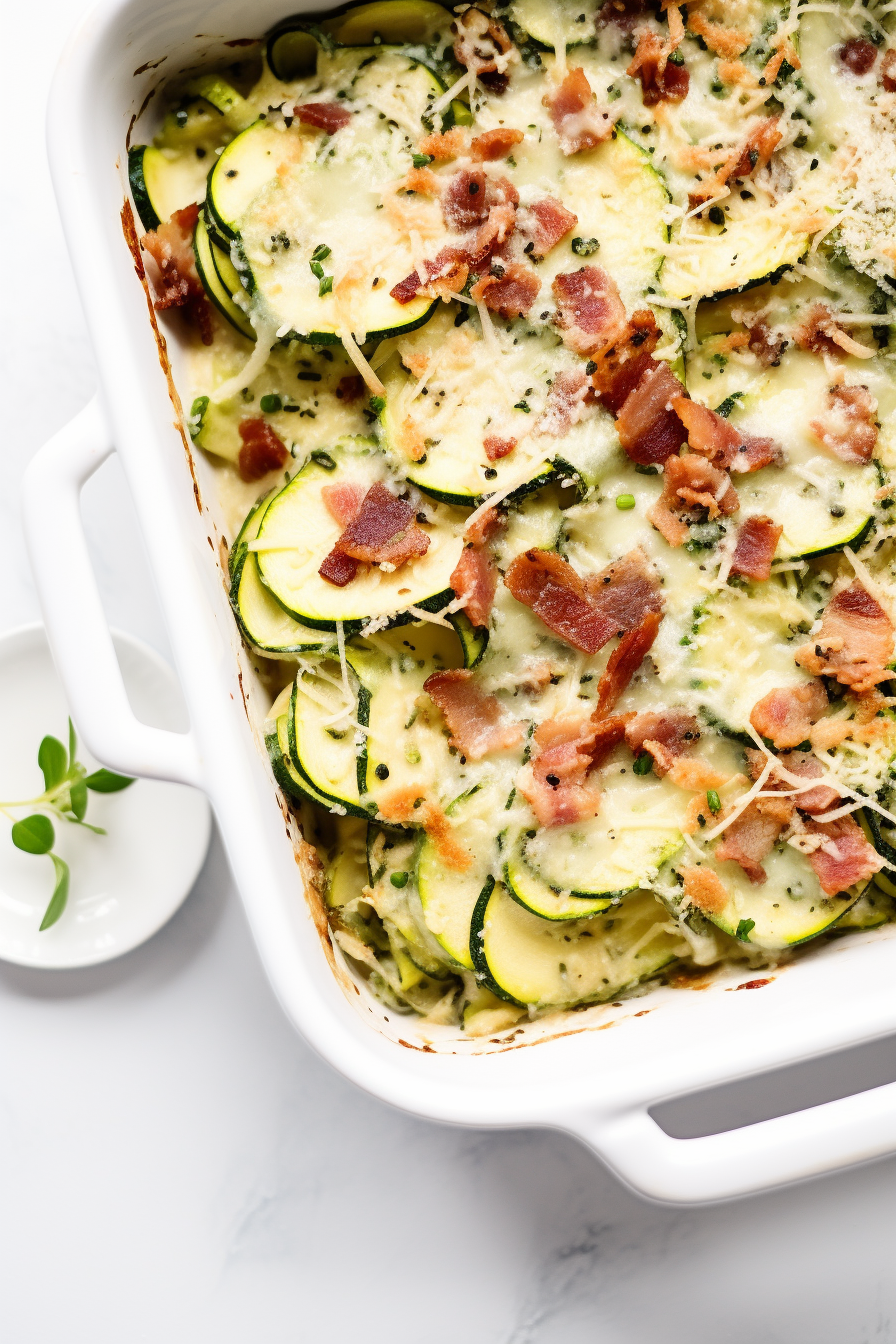 Keto Bacon Swiss Zucchini Bake Preparation