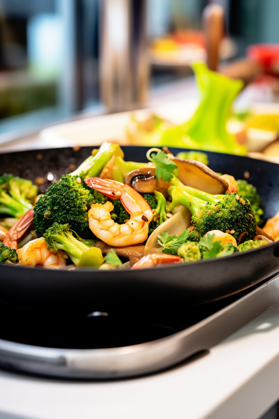 Keto Chicken and Shrimp Stir Fry Served
