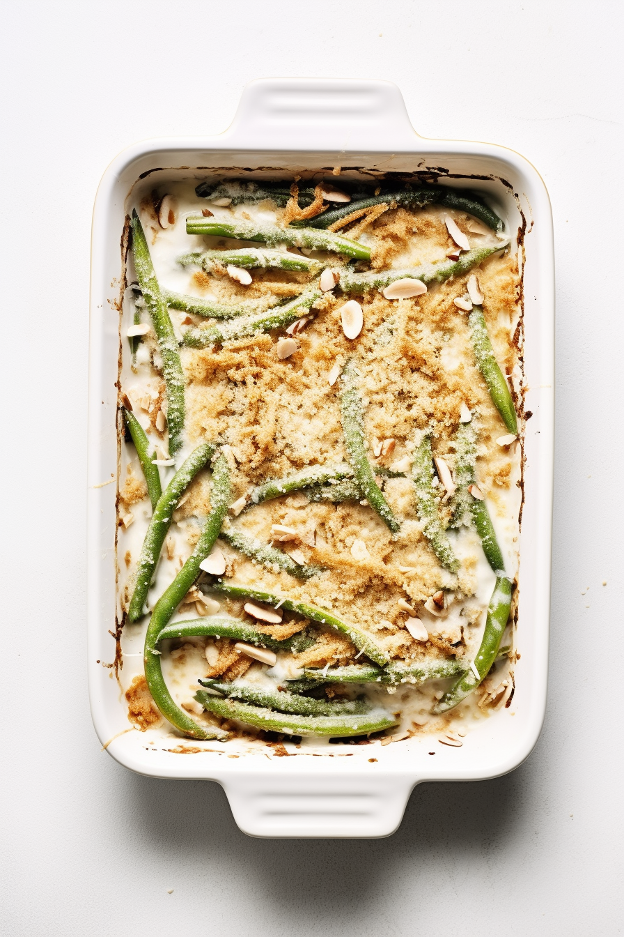 Golden Topping on Keto Green Bean Casserole