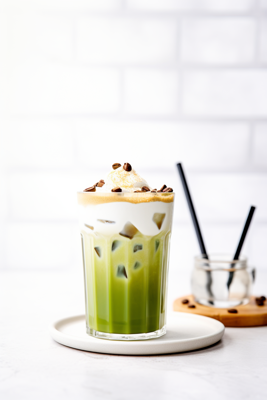 Preparing Keto Iced Matcha Latte