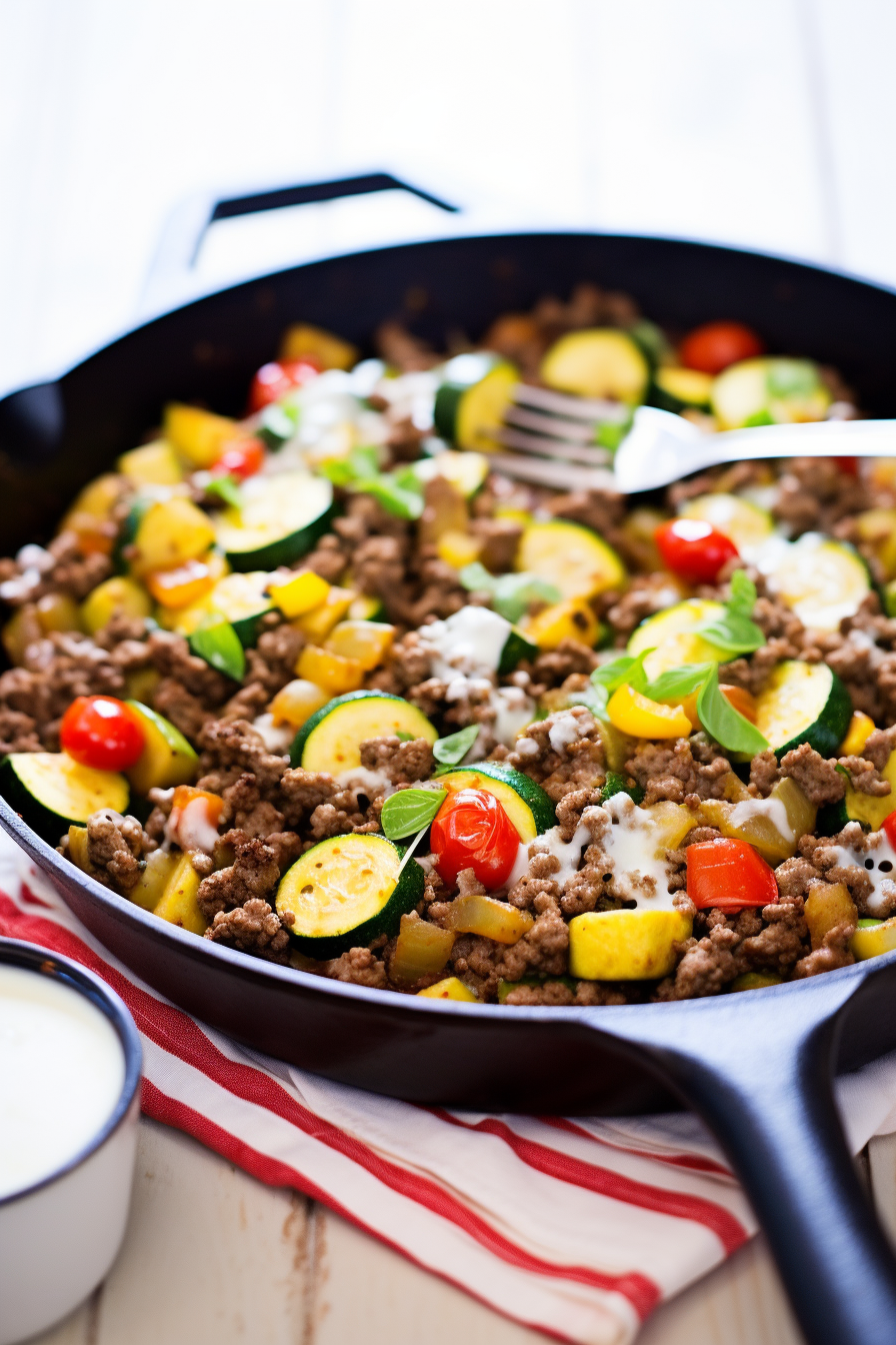 Cooking Mexican Zucchini and Ground Beef Skillet