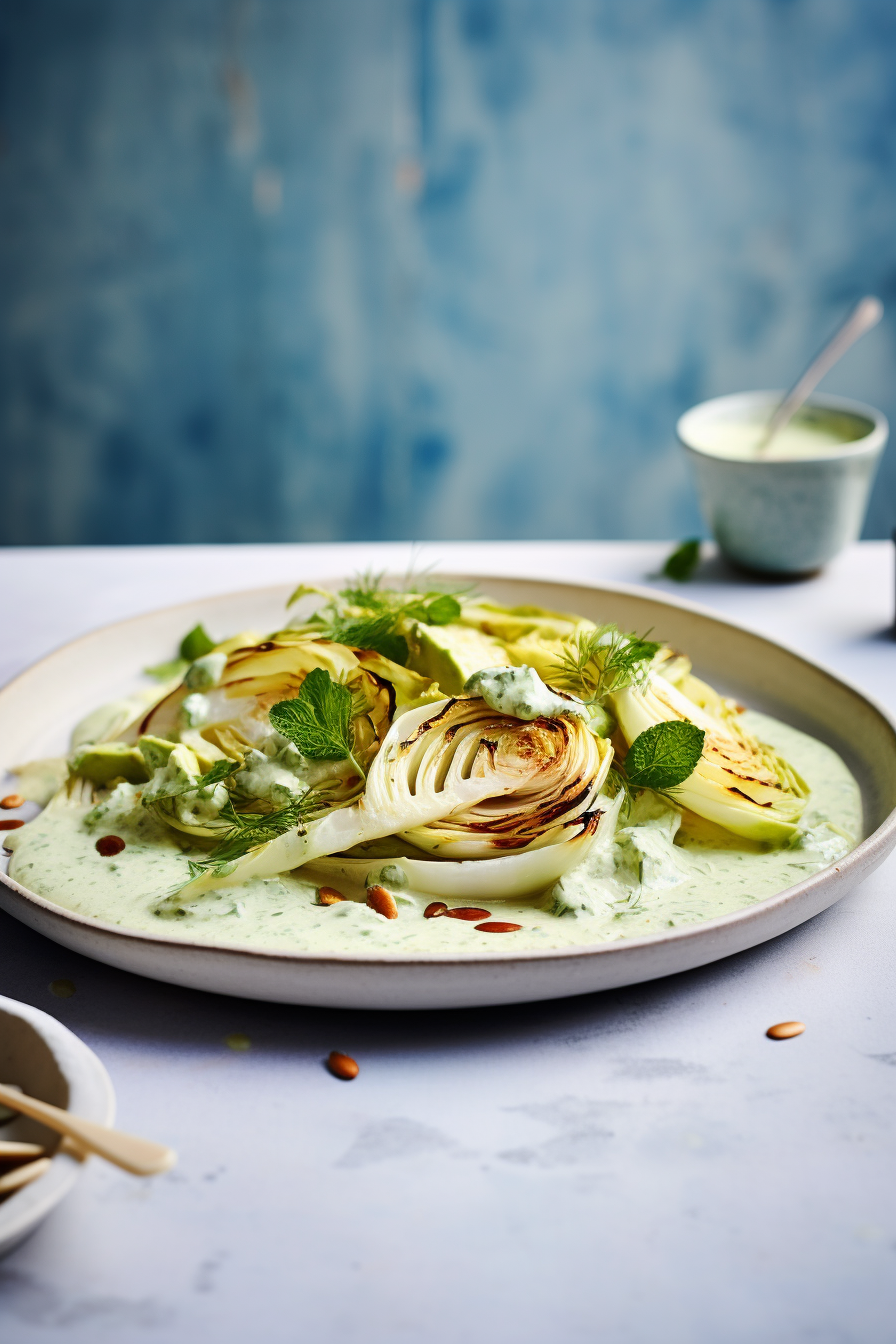 Cabbage and Fennel Salad with Creamy Avocado Dressing Ready to Serve