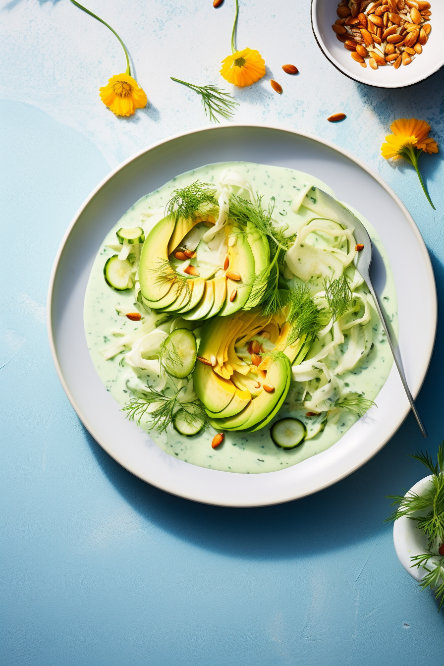 Cabbage and Fennel Salad with Creamy Avocado Dressing