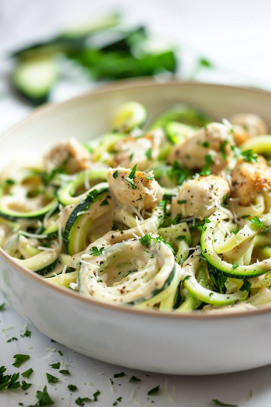 Chicken and Zucchini Noodle Alfredo