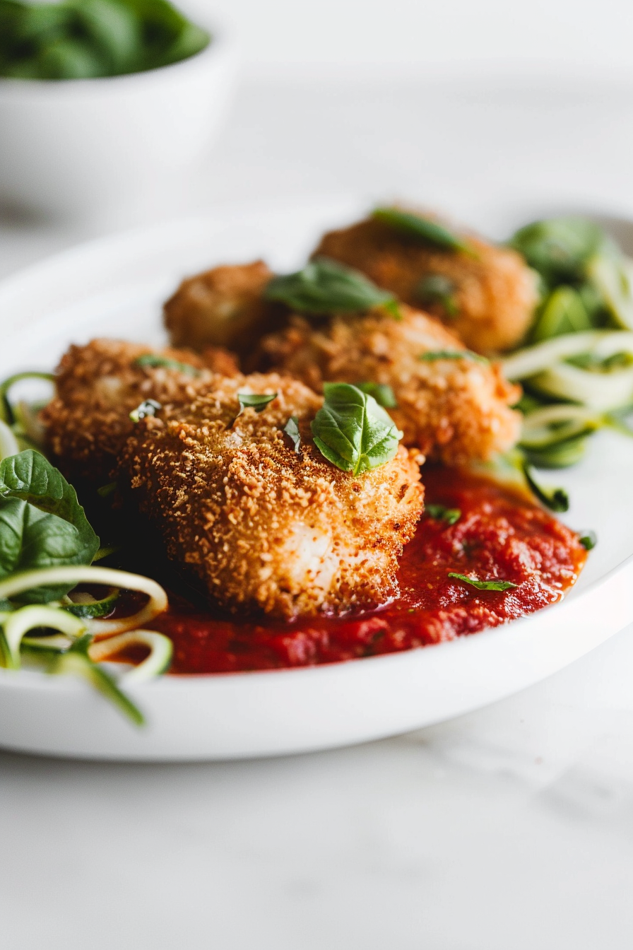 Keto Chicken Parmesan over Zucchini Noodles
