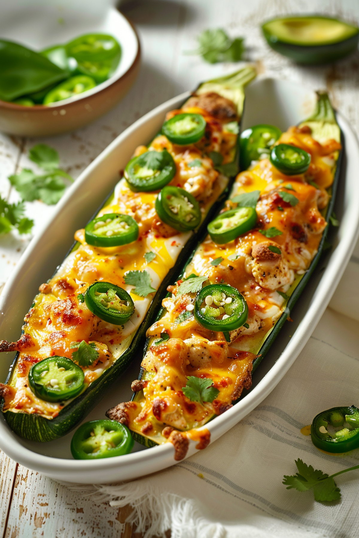 Chicken Stuffed Zucchini with Cheese and Jalapeños_001