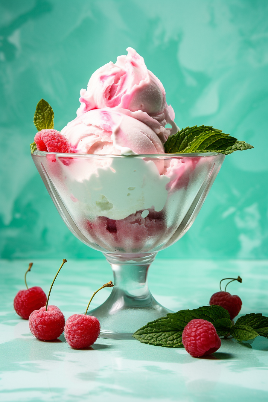 Coconut Raspberry Ripple Keto Ice Cream Scoop