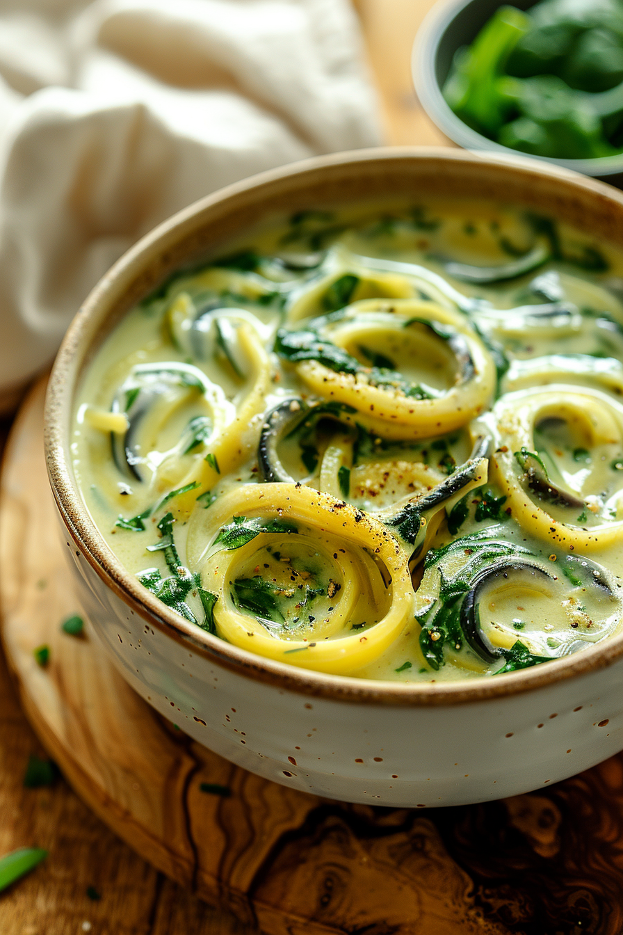 Creamy Eggplant and Spinach Keto Pasta
