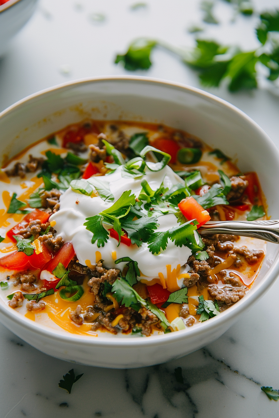 Creamy Keto Taco Soup with Ground Beef