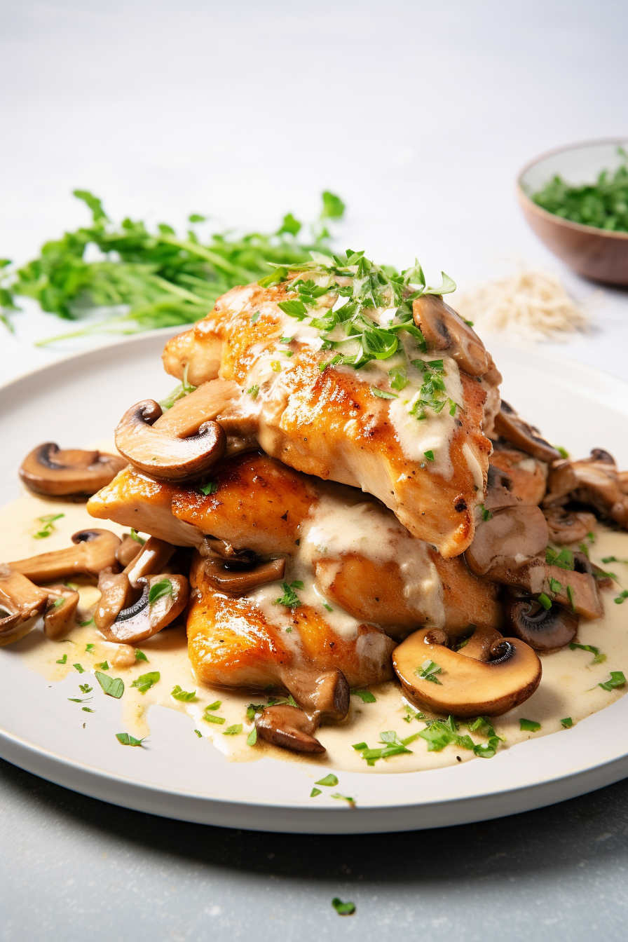 Creamy Mushroom Keto Chicken Thighs in Skillet