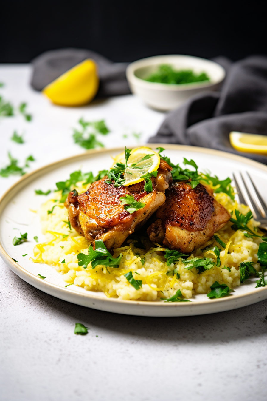 Crispy Keto Chicken Thighs with Lemon Butter Sauce