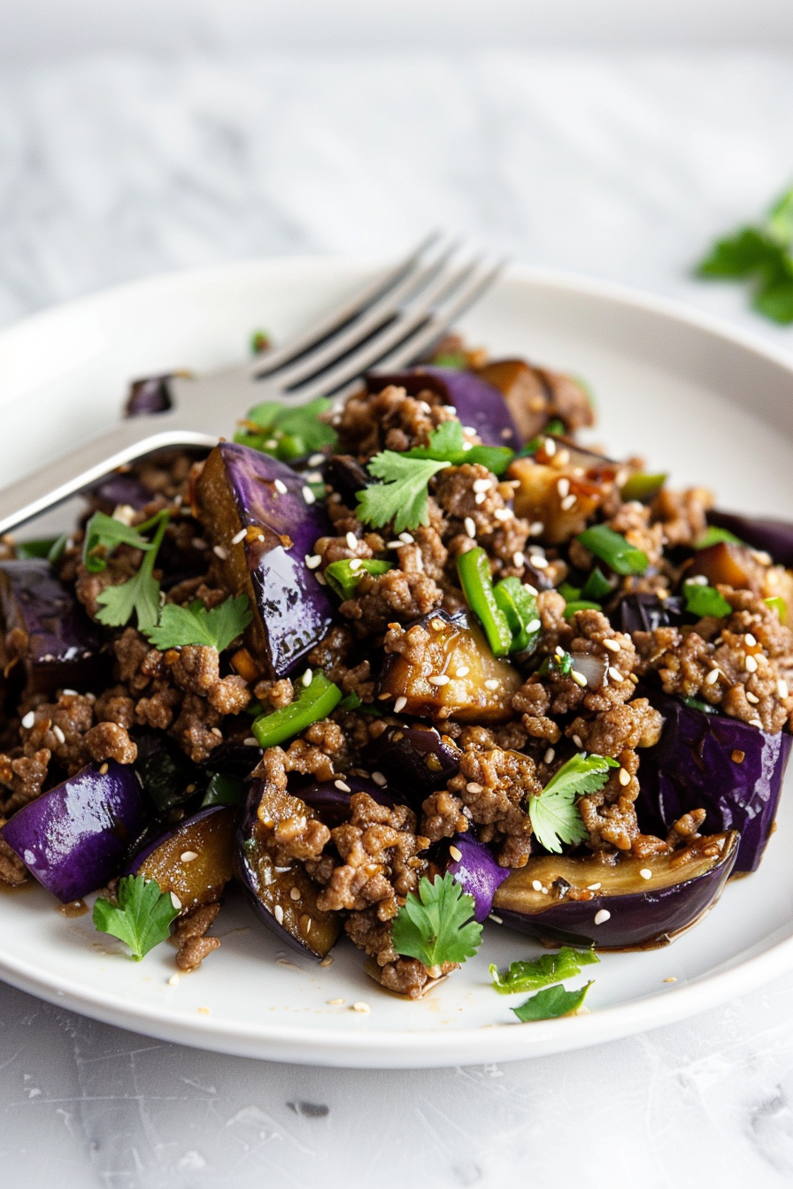 Ingredients for Eggplant and Ground Beef Stir-Fry