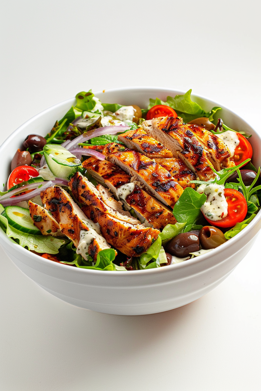 Greek Chicken Salad with Tzatziki Dressing (Keto)
