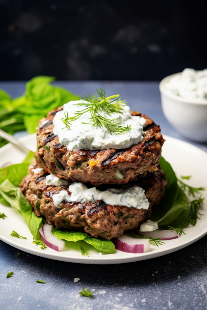 Greek Keto Burgers with Tzatziki Sauce_001