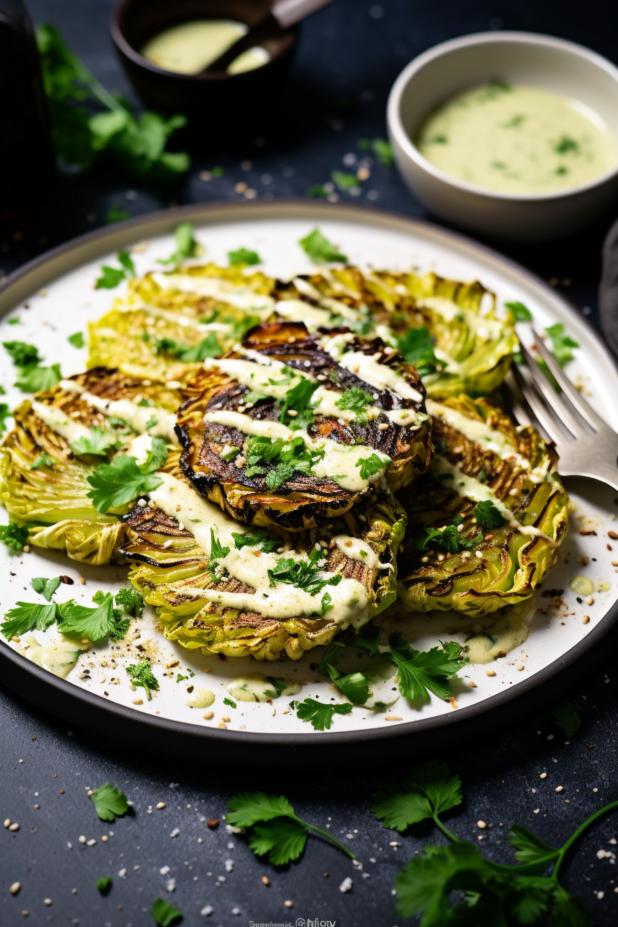 Ingredients for Grilled Cabbage Steaks with Tahini Dressing