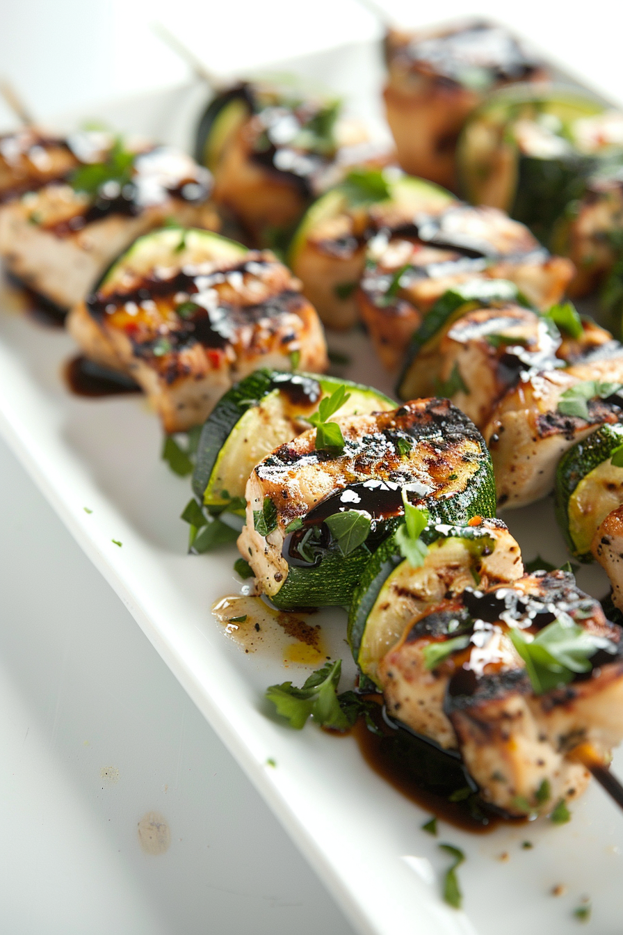Grilled Chicken and Zucchini Skewers with Herbs