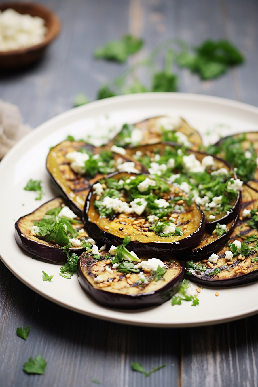 Grilled Eggplant with Herbed Feta Cheese