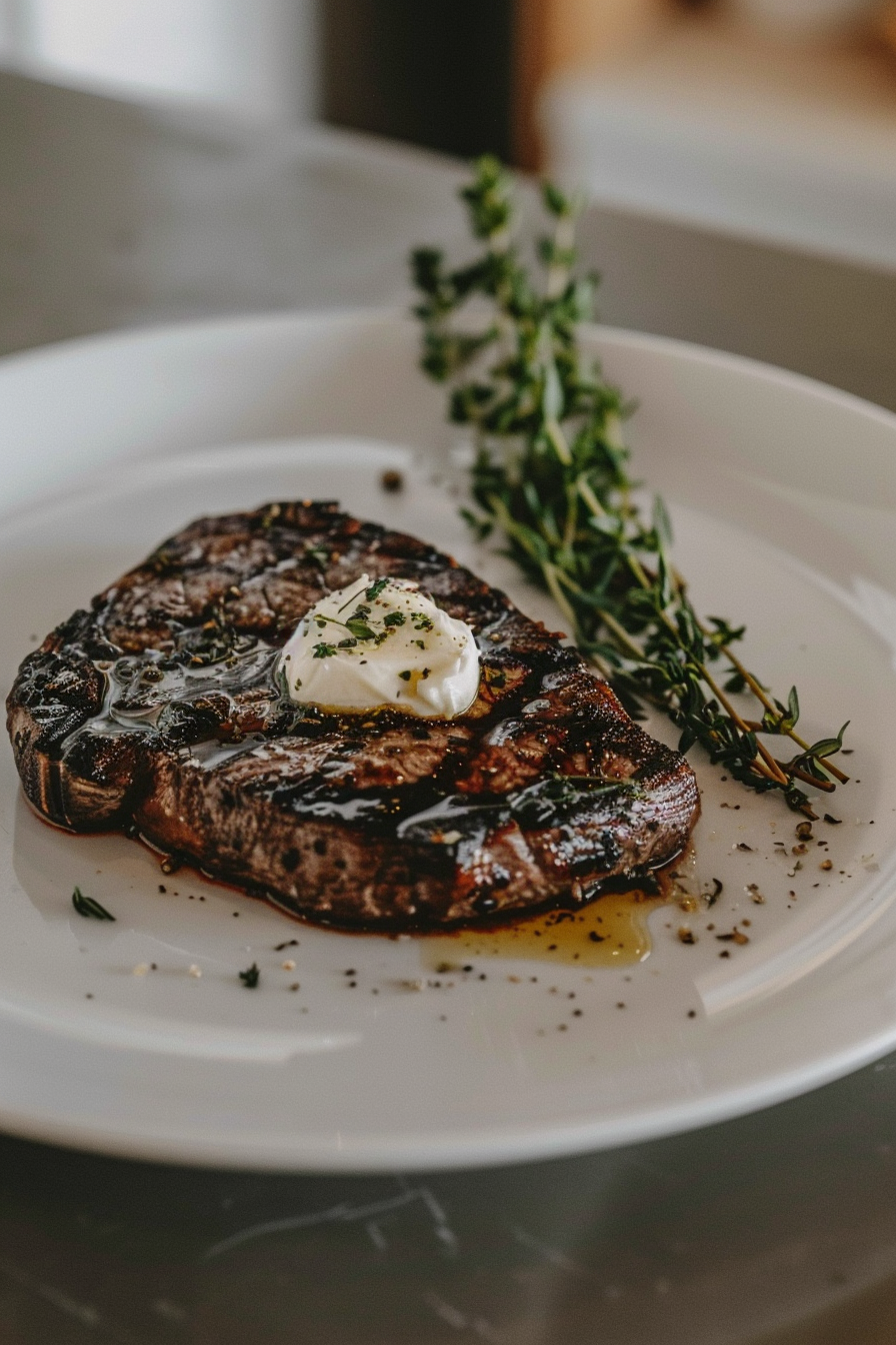 Grilled Ribeye Steak with Garlic Herb Butter