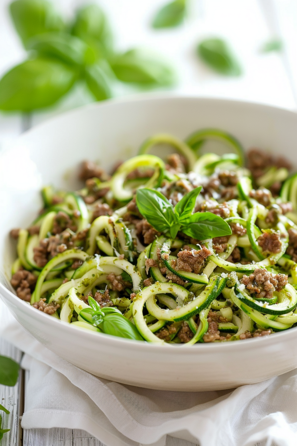 Easy Keto Recipe Ground Beef Zucchini Noodles with Pesto for a Healthy Dinner