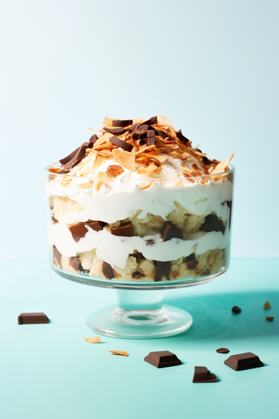 Garnishing Keto Almond Joy Whipped Cream Trifle