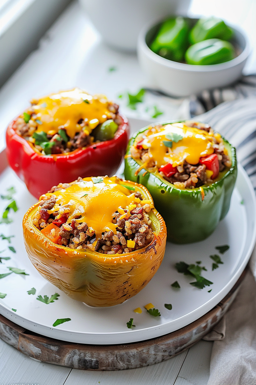 Preparing Keto Beef Stuffed Peppers