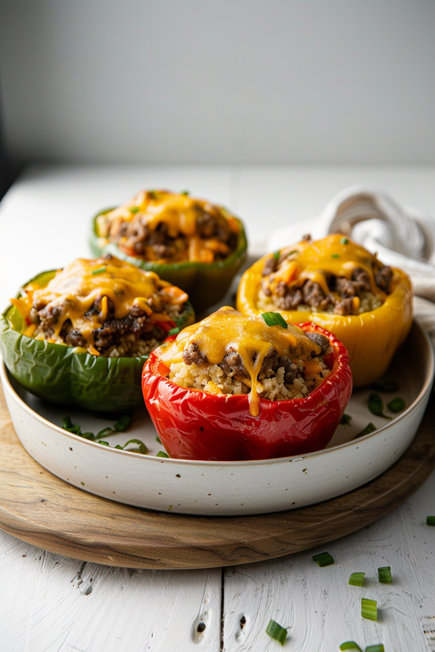 Keto Beef Stuffed Peppers with Cauliflower Rice