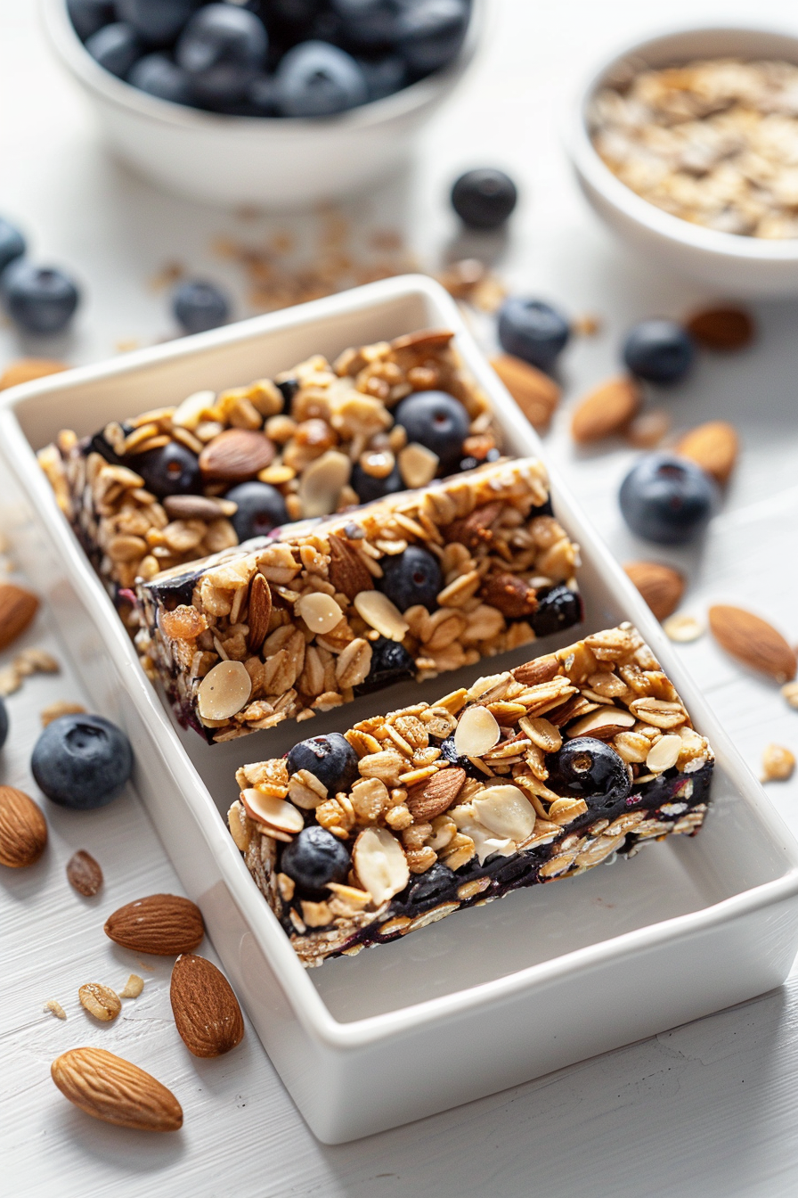 Keto Blueberry Almond Granola Bars Ready to Eat