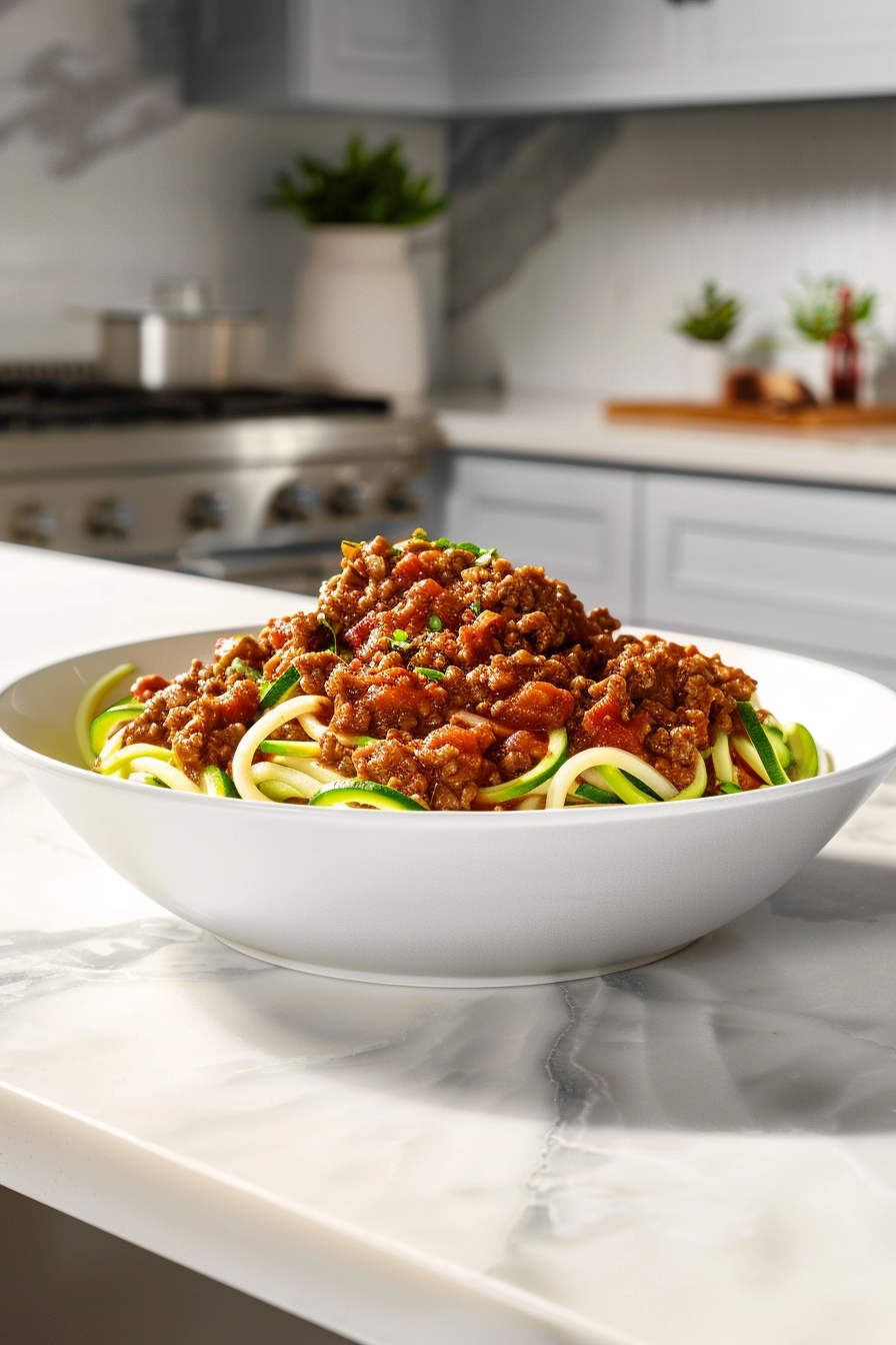 Keto Bolognese Sauce with Zucchini Spaghetti