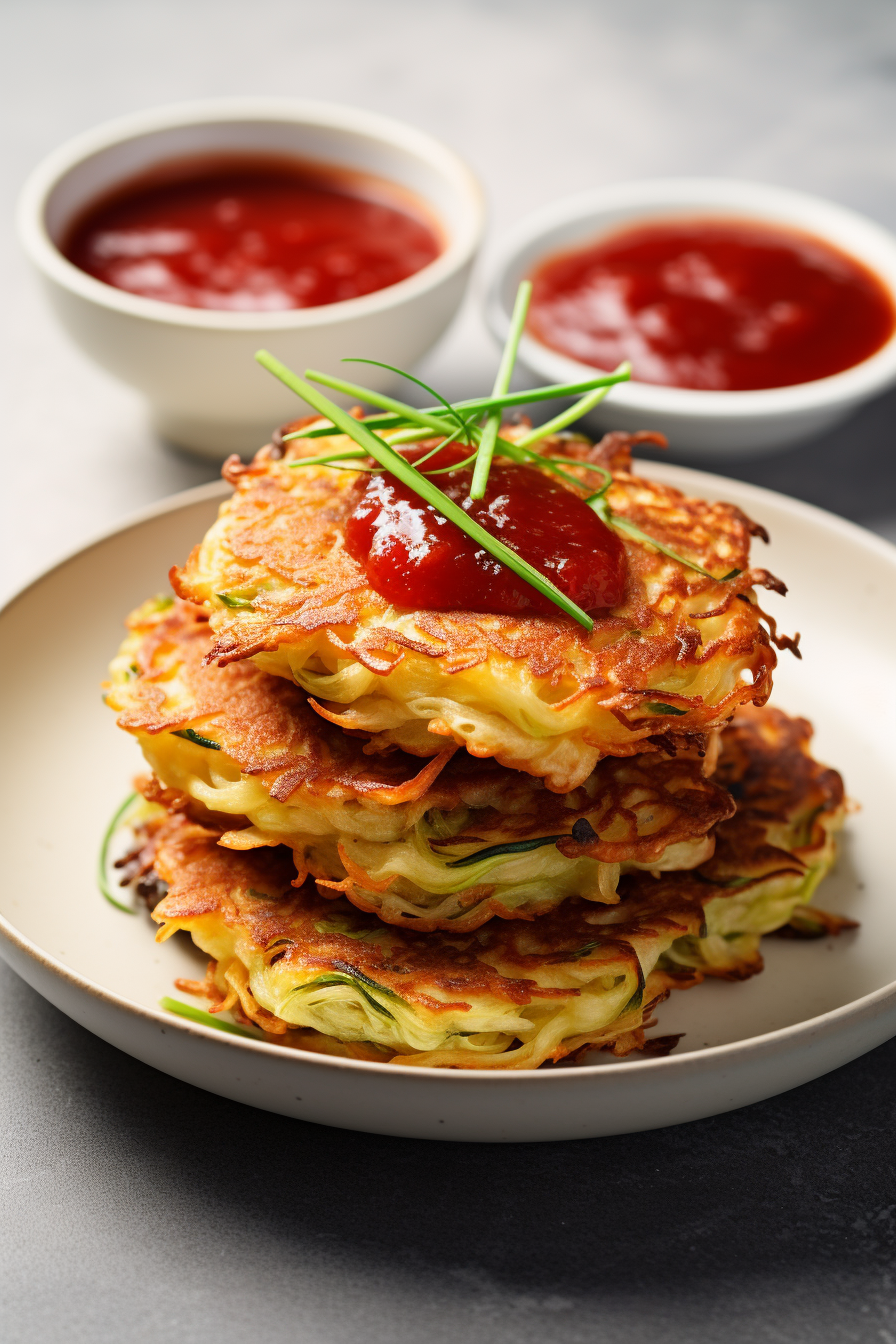 Keto Cabbage Pancakes with Spicy Dipping Sauce