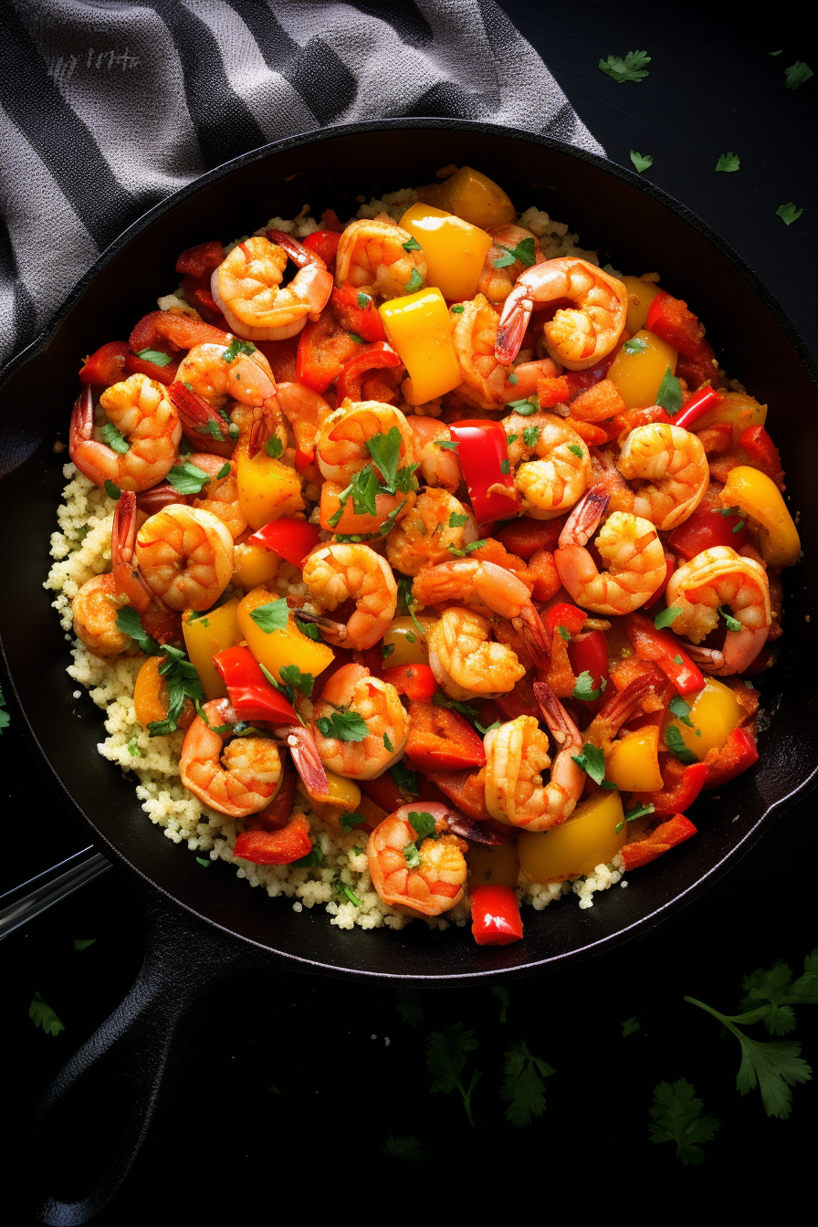 Preparing Keto Cajun Shrimp Cauliflower Rice Skillet