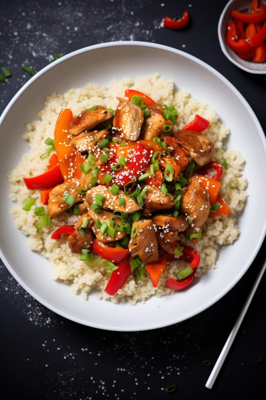 Keto Cauliflower Rice and Chicken Stir-Fry Served