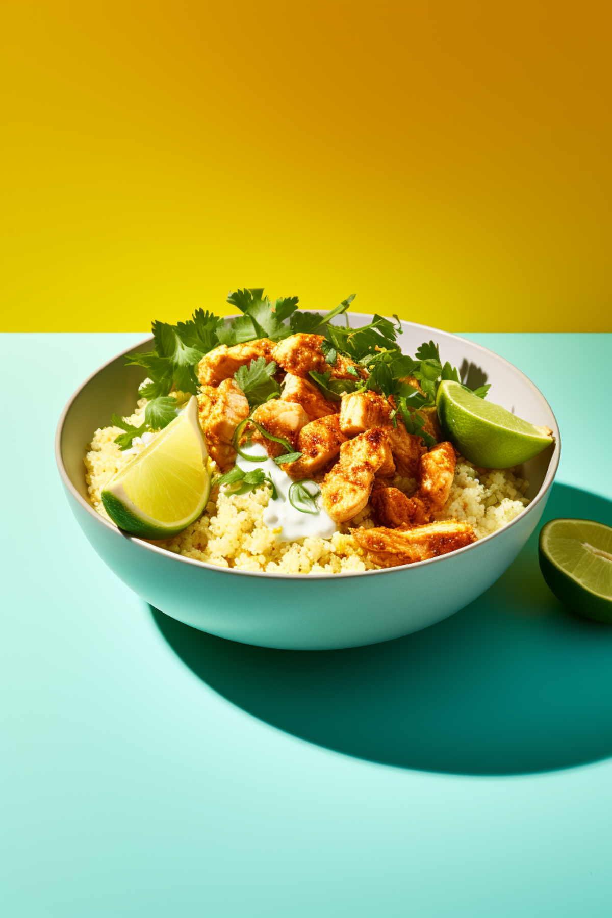 Keto Cauliflower Rice Burrito Bowl with Spicy Chicken_001