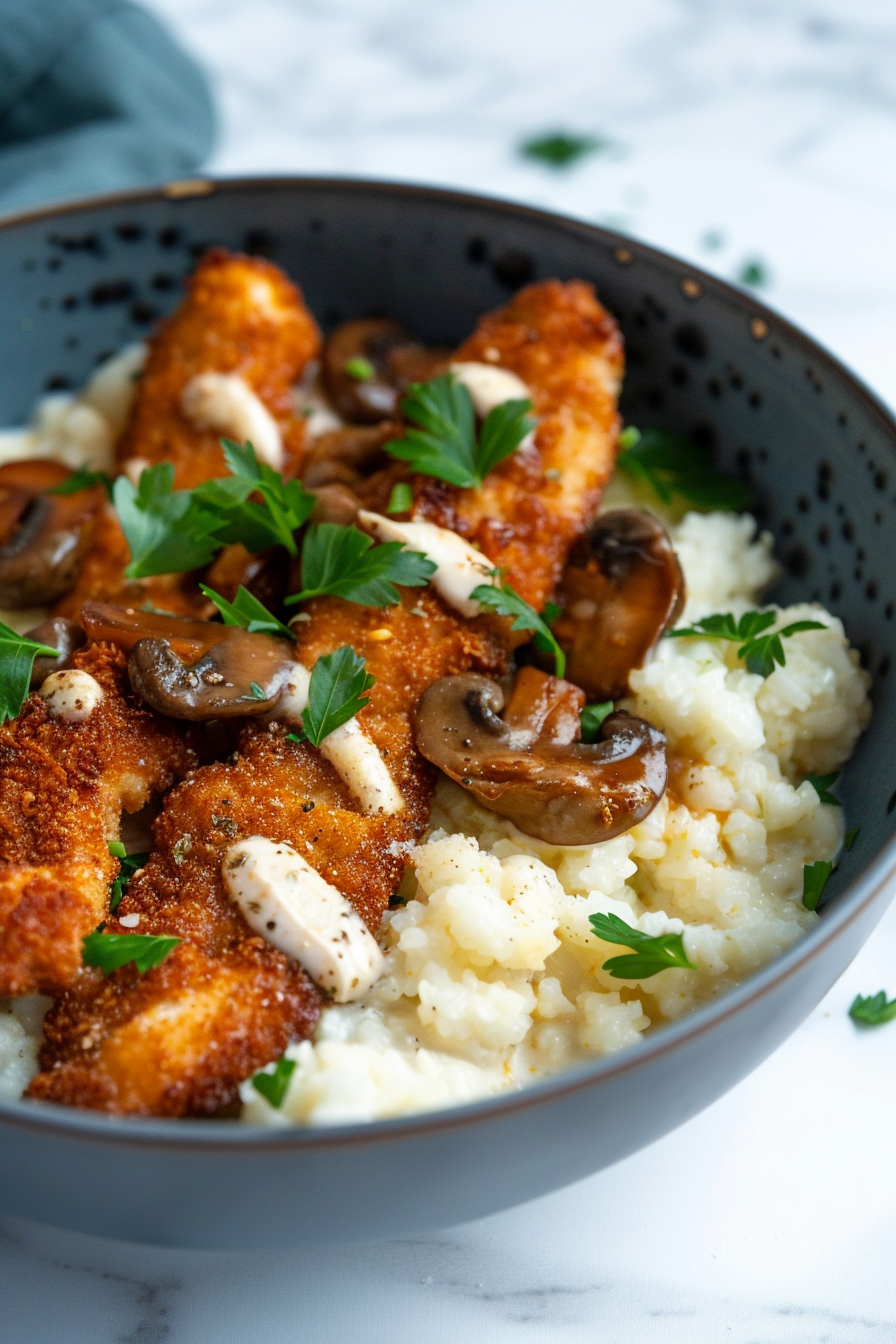 Preparing Keto Chicken and Mushroom Stroganoff