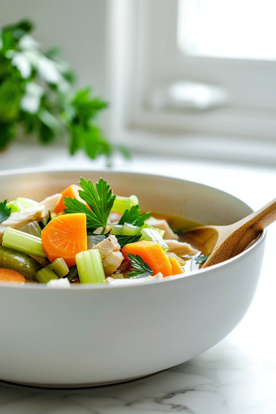 Keto Chicken and Vegetable Soup Ready to Serve