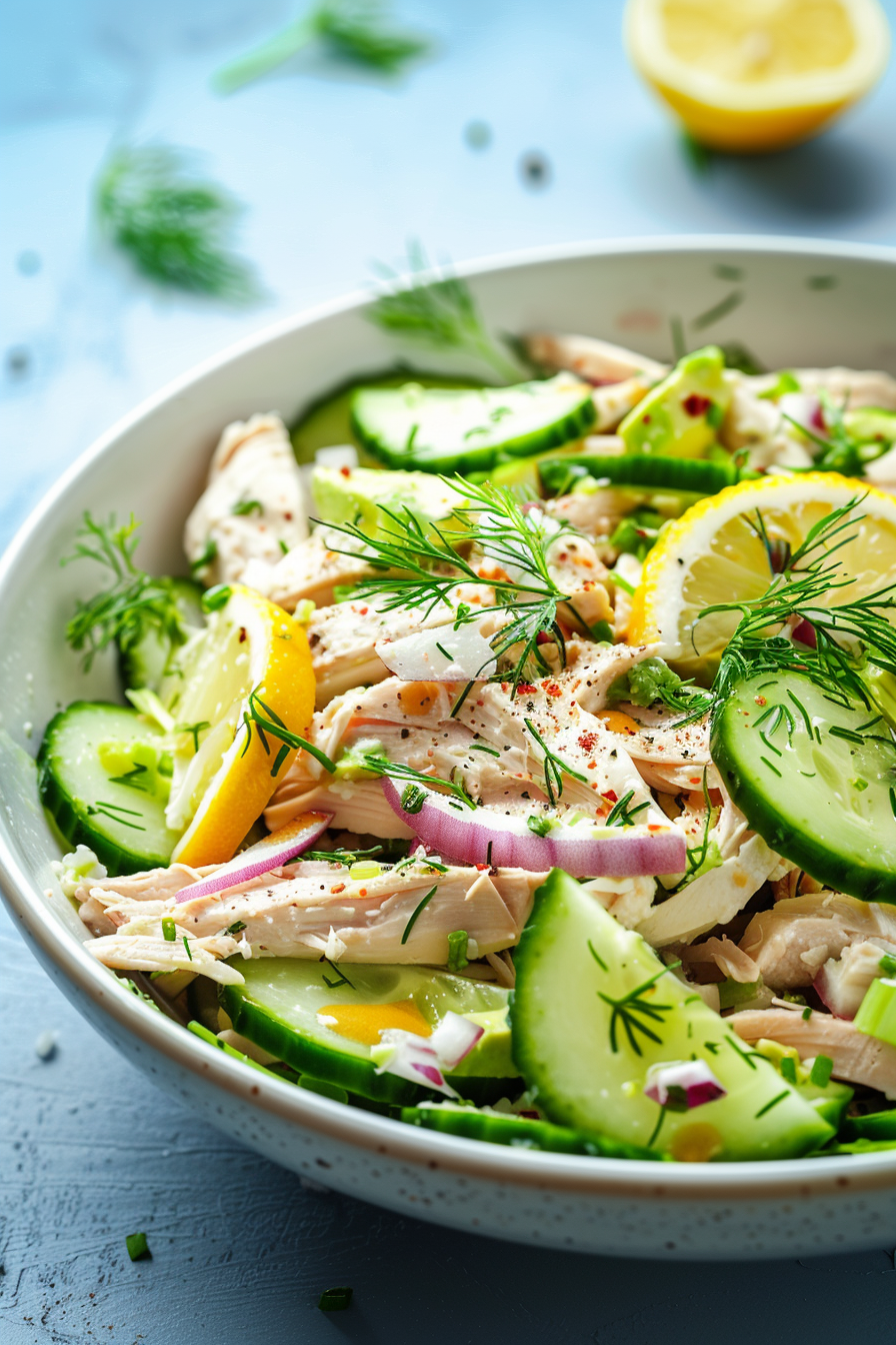 Keto Chicken Salad with Avocado and Cucumber