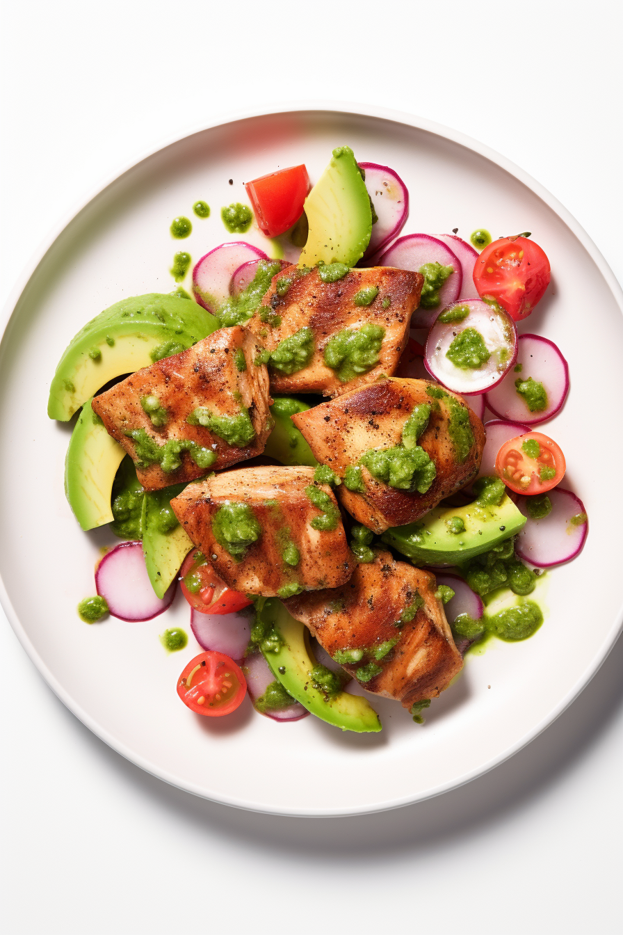 Keto Chicken Thighs Served with Avocado Salsa