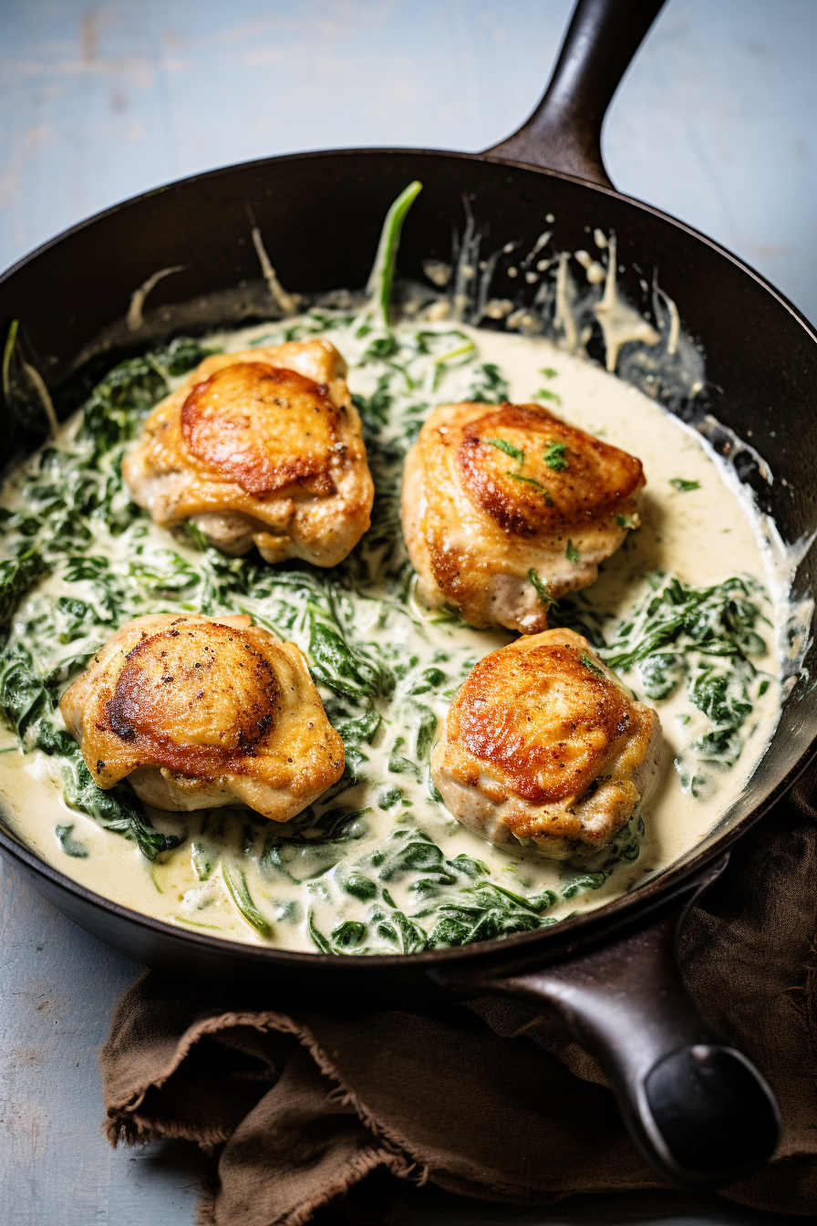 Keto Chicken Thighs with Creamy Spinach Sauce