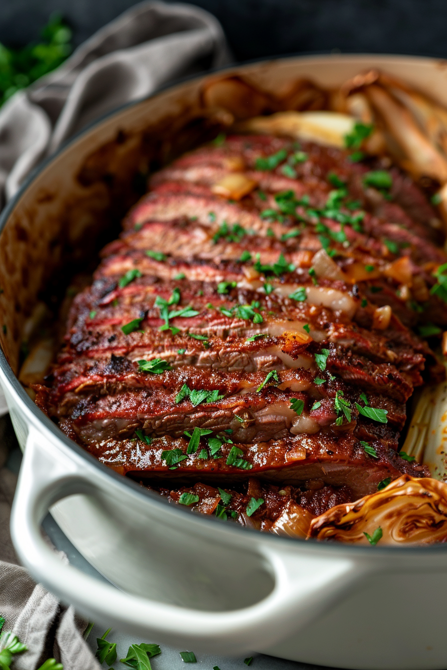 Keto Corned Beef and Cabbage in Pot