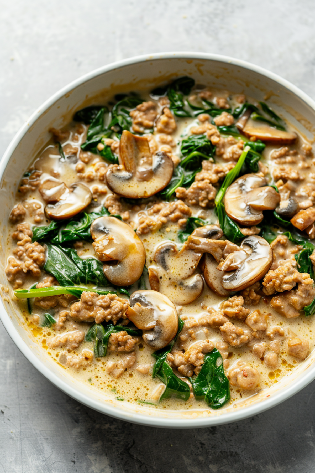 Keto Creamy Ground Chicken Mushroom Florentine_001