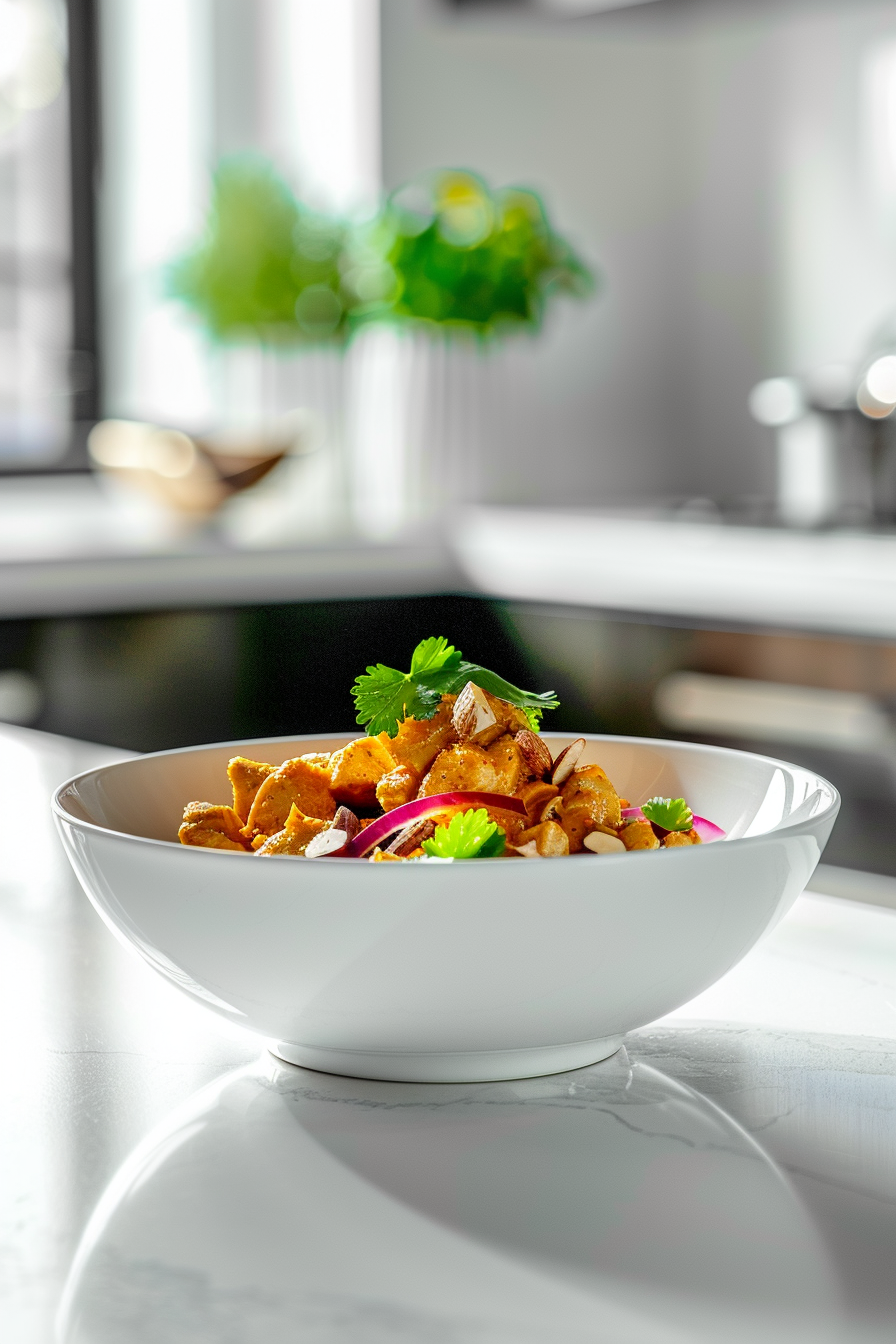 Preparing Keto Curried Chicken Salad