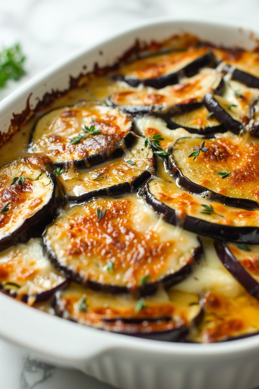 Keto Eggplant and Zucchini Gratin