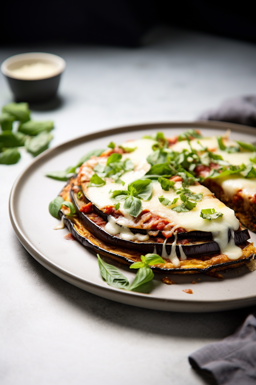 Keto Eggplant Parmesan Pizza Ready to Serve