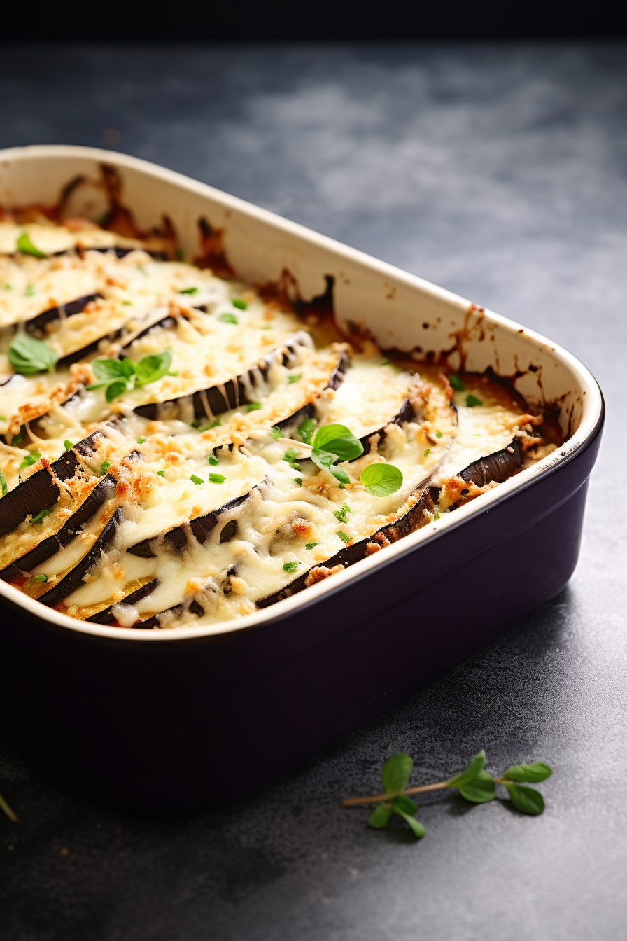 Layering Keto Eggplant Parmesan
