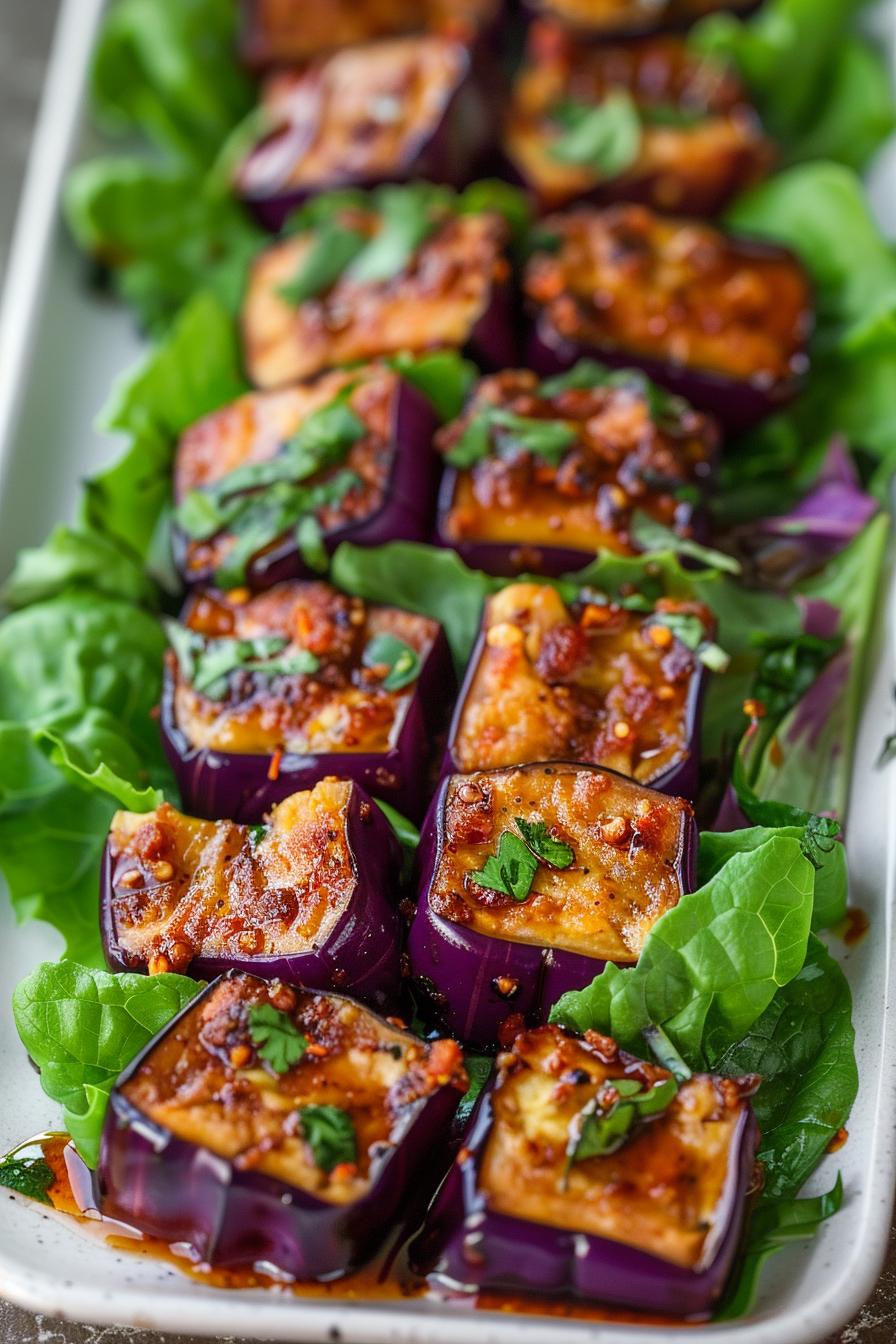 Preparing Keto Eggplant Tacos