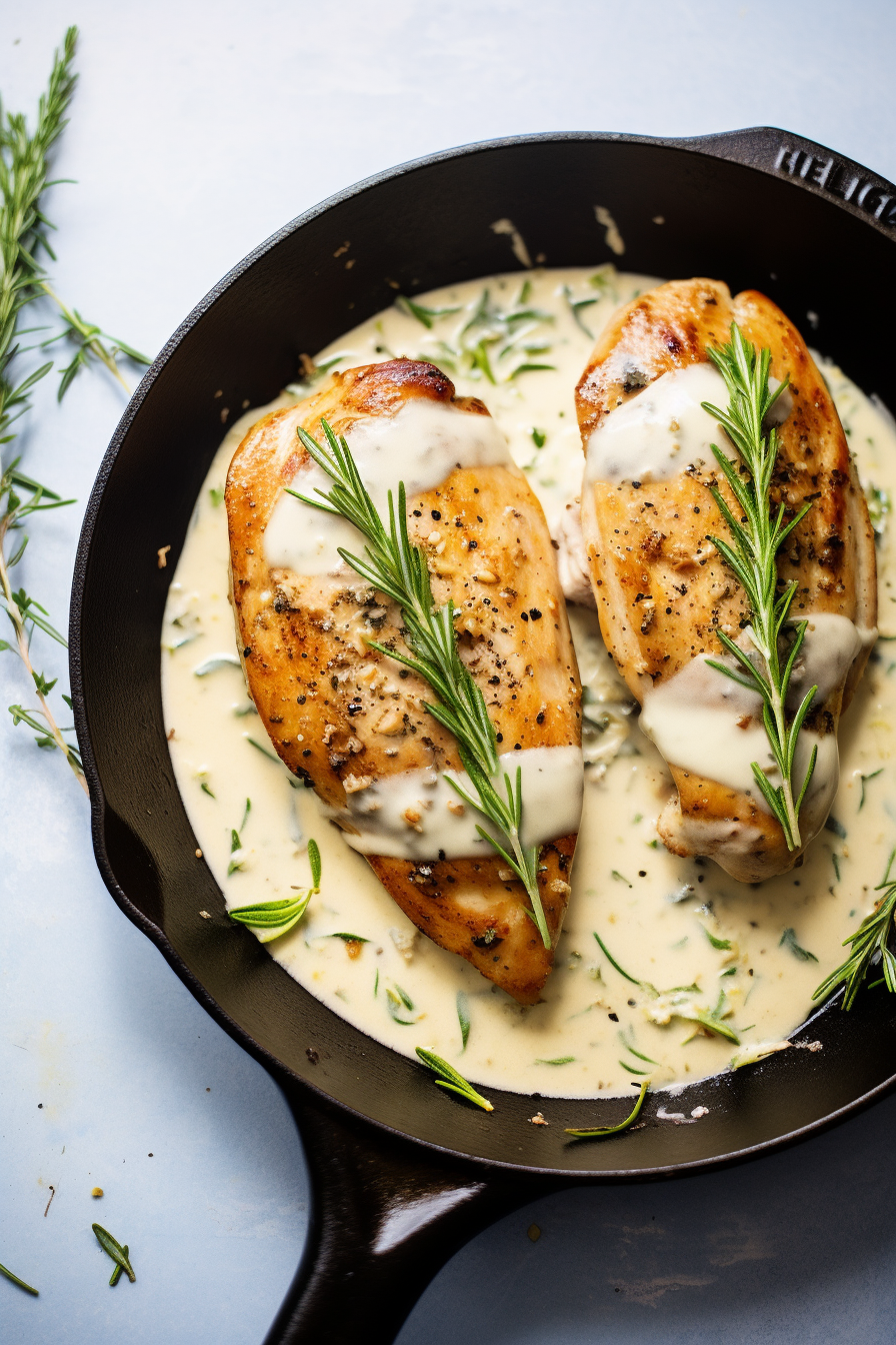 Keto Garlic Herb Chicken Breast in Cream Sauce