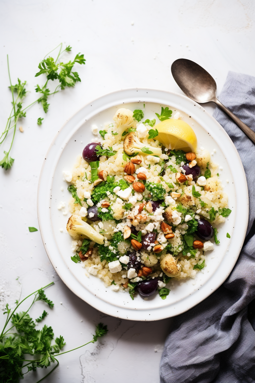 Keto Greek Cauliflower Rice with Feta and Olives